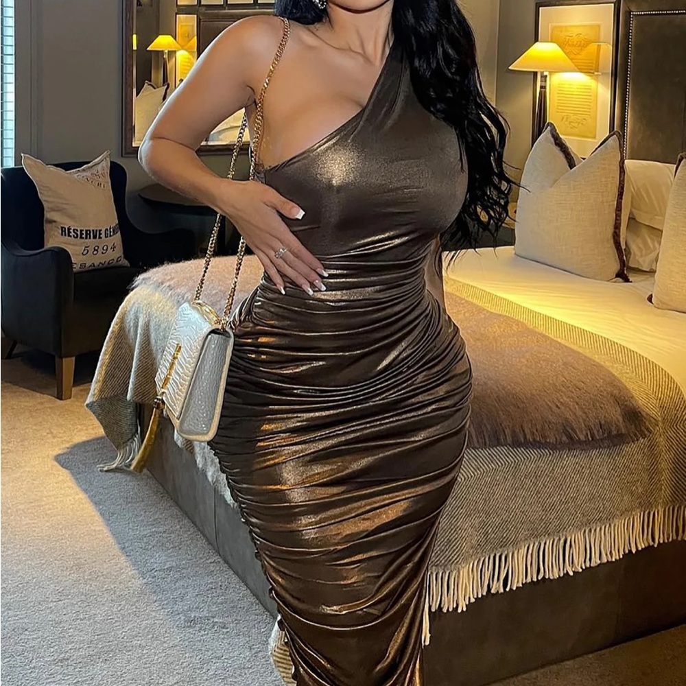 Metallic midi dress